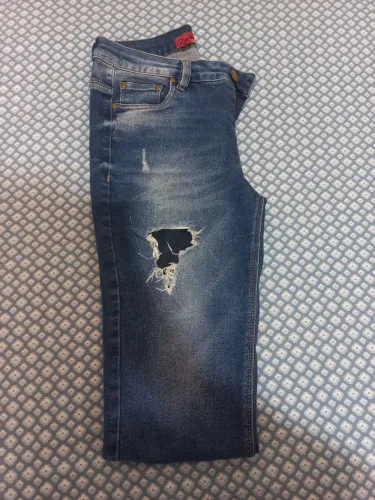 Calça Jeans Destroyed Azul Feminina