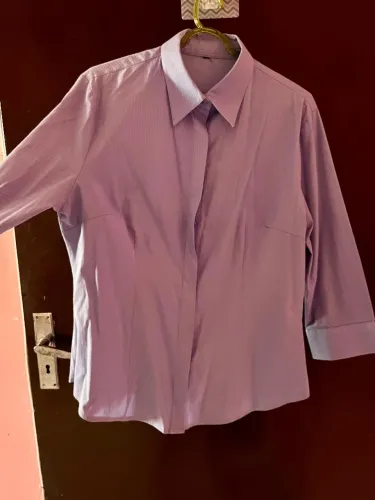 Camisa social azul manga 3/4 tam M