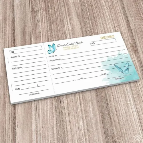 Bloco de Recibo Personalizado - Psicóloga - Borboleta