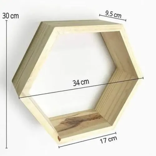 Prateleira Hexagonal de Madeira (pinus) - Decore com Estilo!