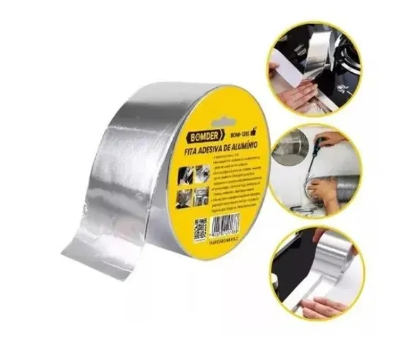 Fita Adesiva de Alumínio 20 Metros Prova D'água Tubulação e Fogão