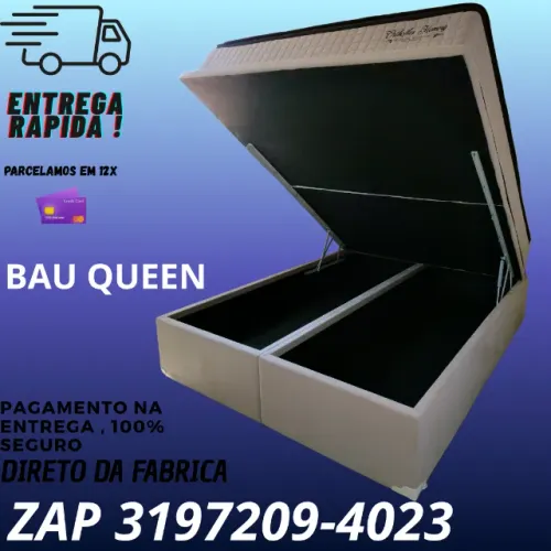 Cama Queen Baú Bipartido 1,58x1,98 - Alta Qualidade e Entrega Rápida