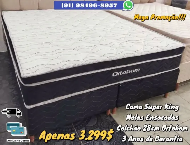 Cama Super King Ortobom - 150kg POR PESSOA - 3 Anos de Garantia