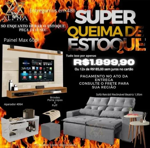 Super Queima de Estoque - Painel + Aparador + Sofá