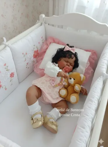  Boneca Bebê Reborn negra Dormindo 