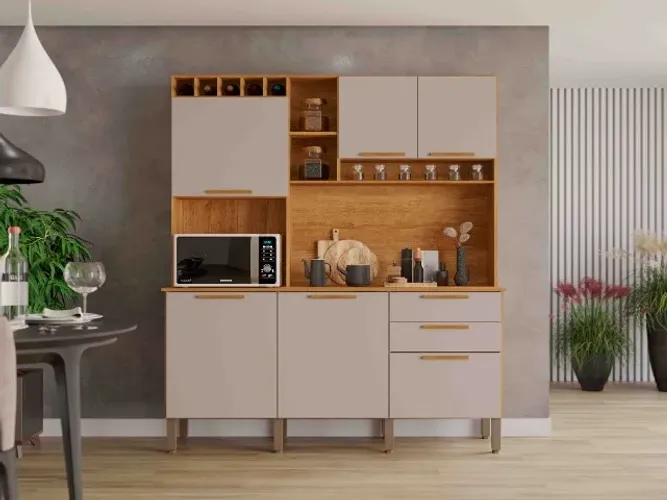 !!! FRETE GRATIS !!! Kit Cozinha New Topazio 6P2G Cinamomo/Off White Salleto