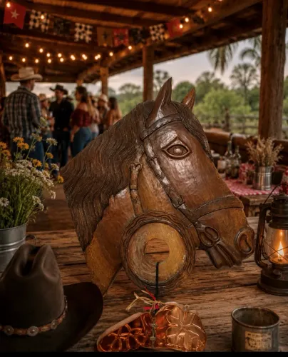 Escultura country cavalo
