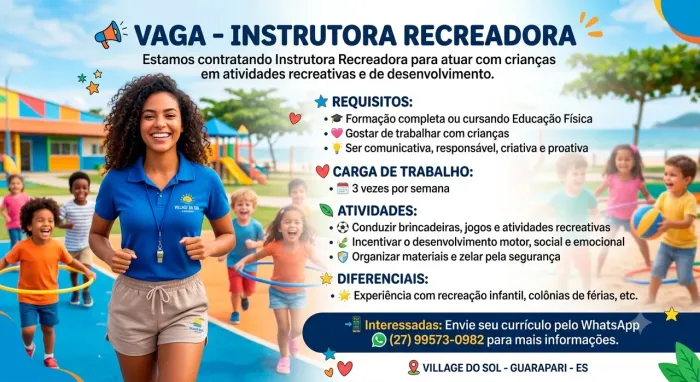 Instrutora educação física/ recreadora 