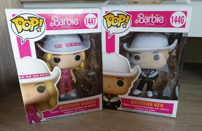 Boneca Barbie e Boneco Ken Western Figure em Vinil Brinquedo Colecionáveis Estilo Funko 