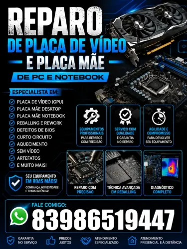 Reparo de Placa de Vídeo e Placa-Mãe PC/Notebook | Assistência Técnica