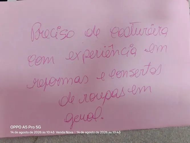 Preciso de costureira em venda nova