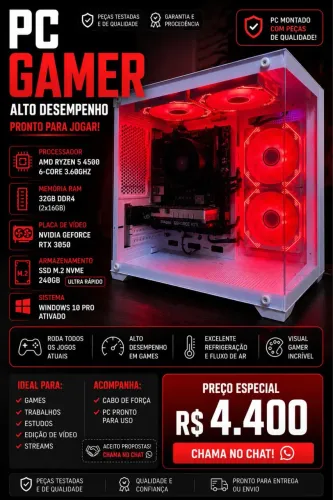 ? PC GAMER RTX 3050 - PRONTO PRA JOGAR ?
