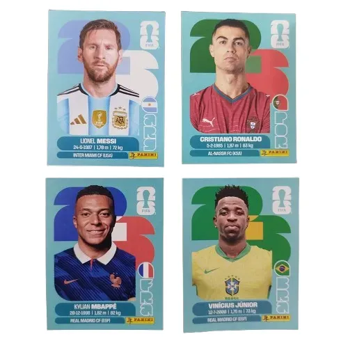 Figurinhas do Cristiano Ronaldo, Messi, Mbappe ou Vinicius Junior