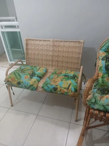 Jogo de poltronas em bambu estofada