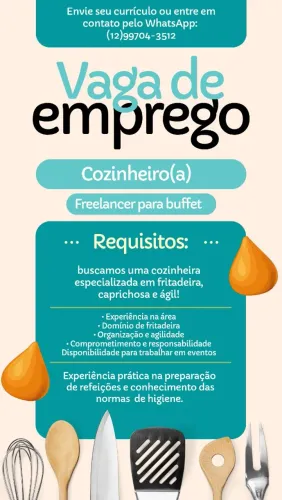 Vaga de Emprego Cozinheira 