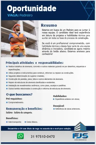 VAGA: Pedreiro