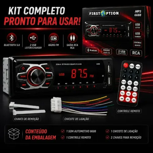 SOM AUTOMOTIVO BLUETOOTH COM CONTROLE - FAÇO ENTREGA