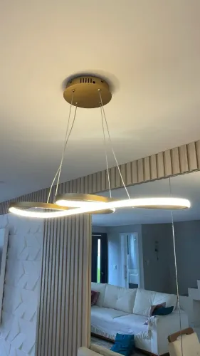 Lustre Pendente LED Dourado - 3 Aros