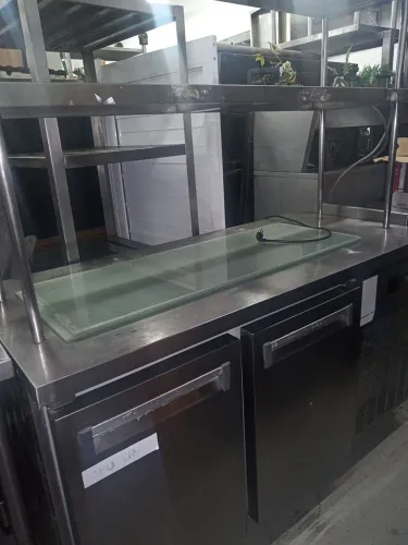 Balcão refrigerado com 2 prateleiras aéreas Alfarec , inox, 220v