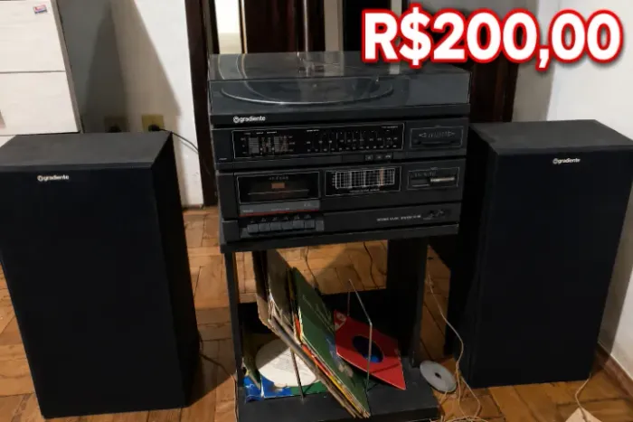 Som 3 em 1 Gradiente com Toca-Discos + Caixa
