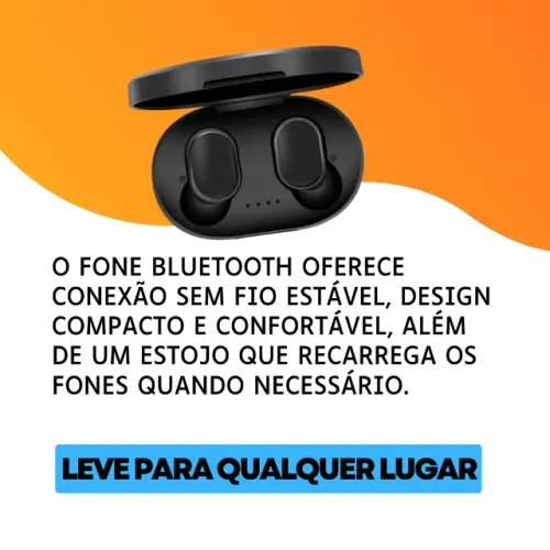 Fone Bluetooth Sem Fio TWS Touch USB-C Estojo Recarregável Preto Android e iOS