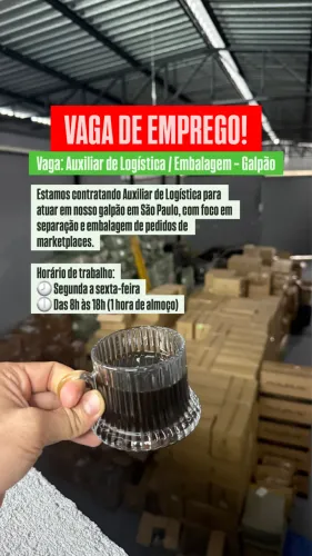 Vaga de emprego auxiliar de logística, embalar, separad