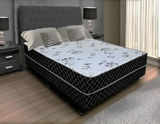 Cama Box casal, com colchão conjugado (nova, sem uso), na embalagem