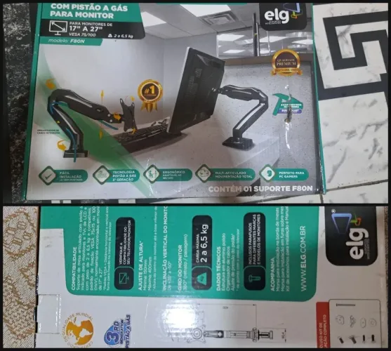 Suporte ELG F80N Articulado com Pistão a Gás - Novo na Caixa