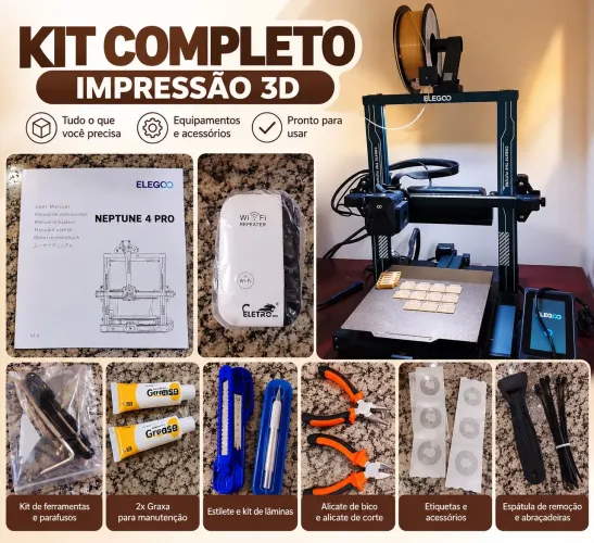 Impressora 3D Elegoo Neptune 4 Pro + Kit Completo | Oportunidade!