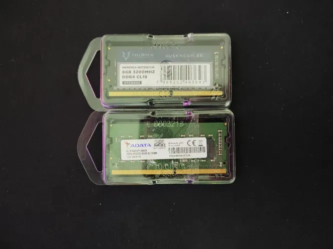16 GB MEMORIA RAM PARA NOTEBOOK CL19 3200MHZ UMA DA HUSK E OUTRA DA ADARA CADA UMA 8GB