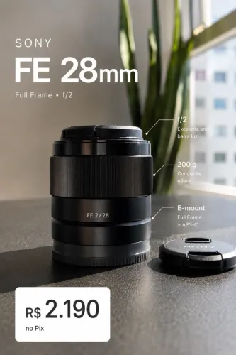 Lente Sony FE 28mm f/2 Full Frame E-mount para A7 A7C A7III