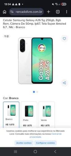 Celular A26 256 gb 5 ram