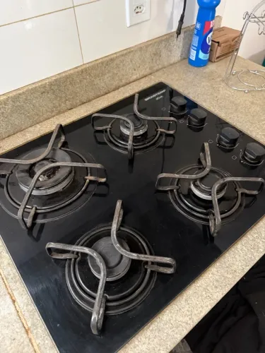 Cooktop Brastemp Ative! 4 Bocas Vidro Preto + Mangueira de Gás