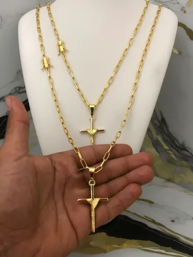 Cordão de luxo com 13 banhos de ouro 18k. 2 anos de garantia, joia exclusiva de extremo
