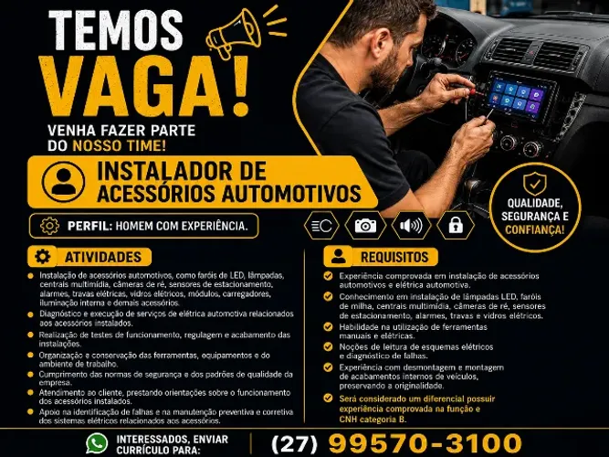 Instalador de acessórios automotivo