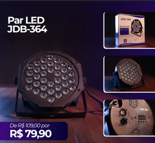 Canhão luz 36 leds RGB bi volt