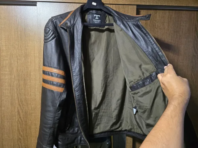 Jaqueta motociclista em couro legítimo modelo Wolverine Logan 4xg
