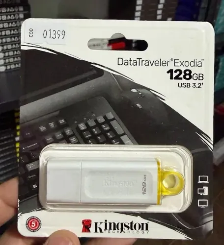 PEN DRIVE 128GB, Kingston DataTraveler Exodia DTX, USB 3.2 - BRANCO - NOVO