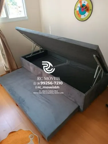 Conjunto cama box Baú Para solteiro com Cama completa Auxiliar 88x1,88 D33  Baú Blindado