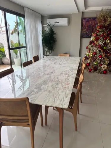 Mesa de jantar luxo tampo de mármore