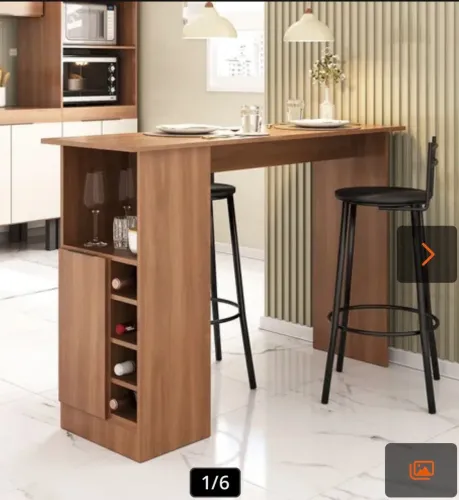 Balcão/mesa americano para cozinha com banquetas