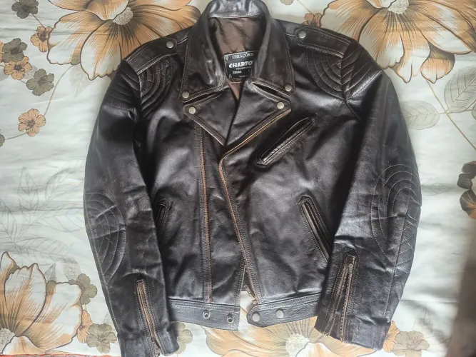 Jaqueta de Couro Legítimo Charton Perfecto Biker Tam. G