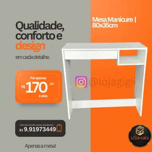 Mesa Para Manicure ( Com gaveta e suporte para Cabine)
