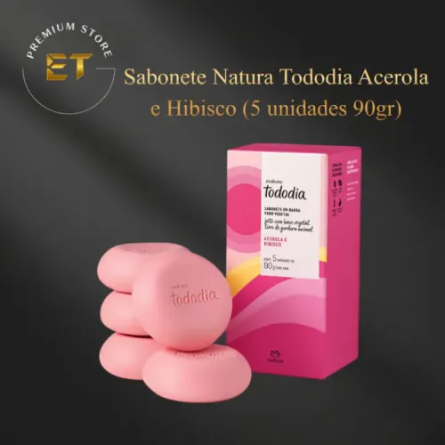 Sabonete em Barra Puro Vegetal Natura Tododia Acerola e Hibisco (5 unidades)