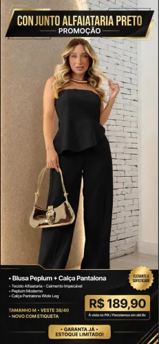 Lindo conjunto social calça Pantalona + blusa Peplum