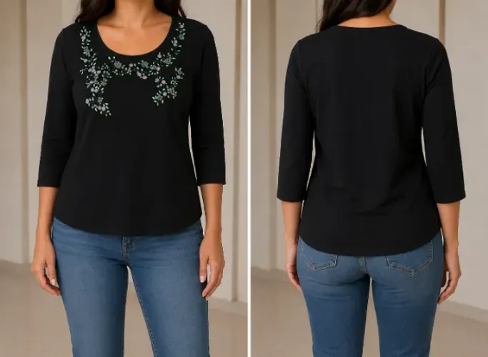 Blusinha bordada preta