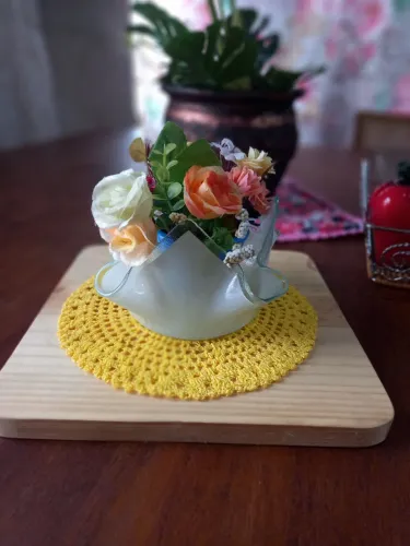 cachepô suporte para vaso em Murano 14x12cm branco