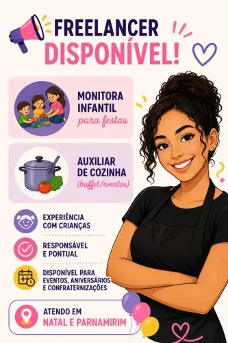 Monitora infantil e auxiliar de cozinha