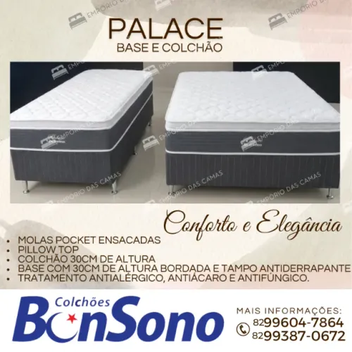 Cama casal R$ 1.364 ou solteiro R$ 1.099 molas pocket ensacadas Bonsono base e colchao