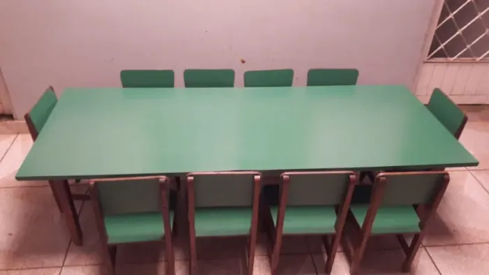 MESA INFANTIL PARA REFEITORIO DE ESCOLA COM 10 CADEIRAS 100% MADEIRA
